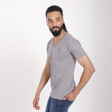 T-shirt homme manches courtes col V flamant rose - KONTAKT