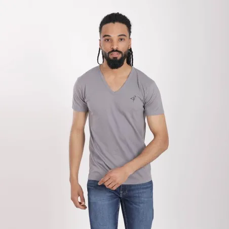 T-shirt homme manches courtes col V flamant rose - KONTAKT