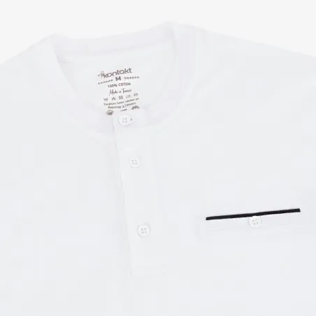 T-shirt homme manches longues col tunisien et poche passepoilée - KONTAKT