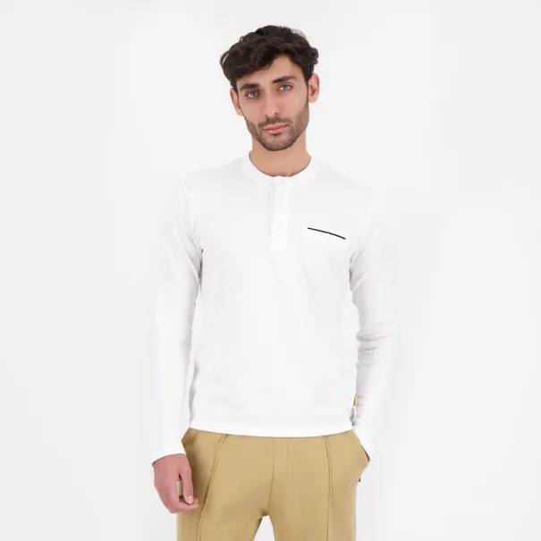 T-shirt homme manches longues col tunisien et poche passepoilée - KONTAKT
