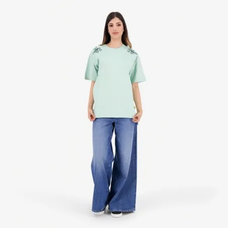T-shirt oversized femme manches courtes FLEURS D'ŒILLETS - KONTAKT