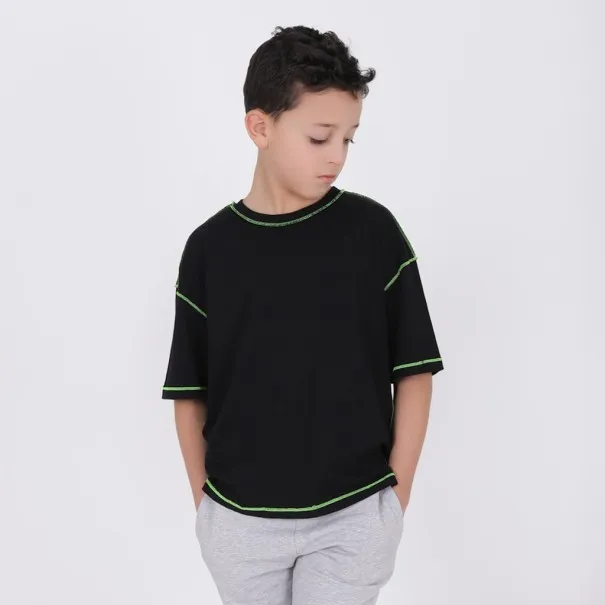 T-shirt oversized garçon manches courtes avec coutures contrastes WELCOME TO PARADISE - KONTAKT