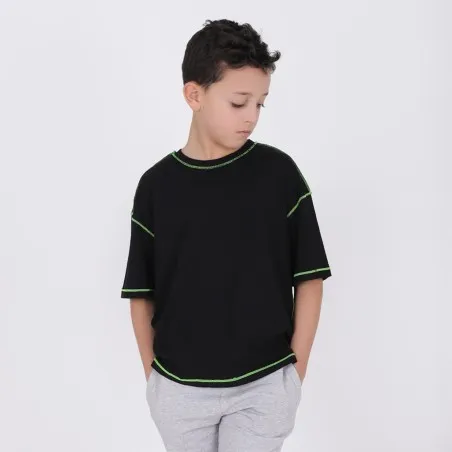 T-shirt oversized garçon manches courtes avec coutures contrastes WELCOME TO PARADISE - KONTAKT