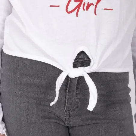 T-shirt fille manches longues noué YOU GO GIRL - KONTAKT