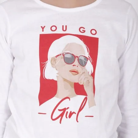 T-shirt fille manches longues noué YOU GO GIRL - KONTAKT