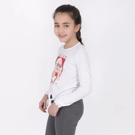 T-shirt fille manches longues noué YOU GO GIRL - KONTAKT