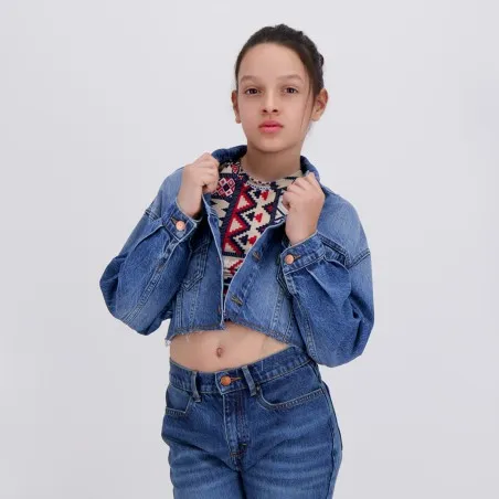 Cropped jacket fille en jeans - KONTAKT