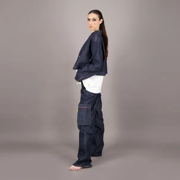 Cropped jacket oversized unisexe en jeans Selvedge And Raw Look - TUNIS FASHION WEEK 2024 - KONTAKT