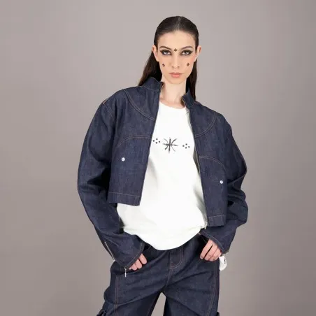 Cropped jacket oversized unisexe en jeans Selvedge And Raw Look - TUNIS FASHION WEEK 2024 - KONTAKT