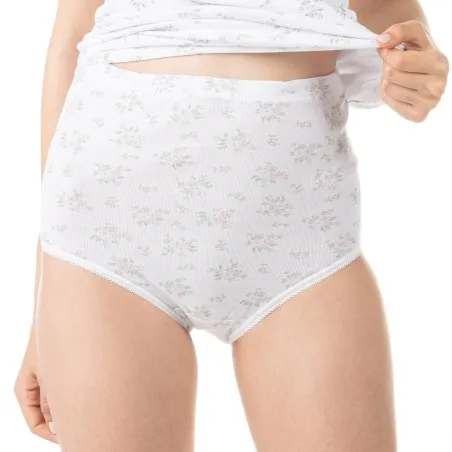 Culotte taille haute senior en tricot côtelée fleurie - KONTAKT