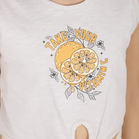 Débardeur crop fille avec nœud TAKE YOUR VITAMIN C - KONTAKT
