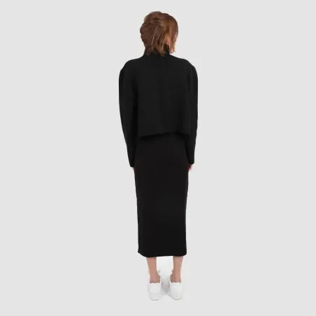 Ensemble femme pull et jupe avec fente en grosse maille - KONTAKT