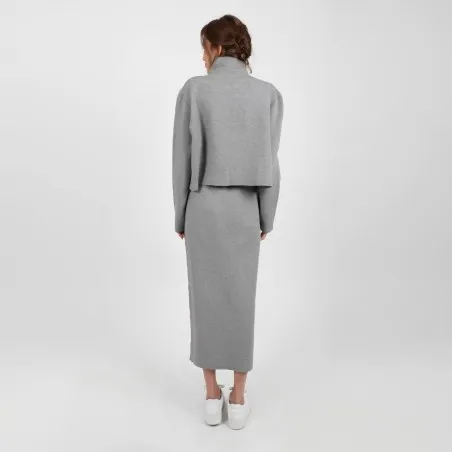 Ensemble femme pull et jupe avec fente en grosse maille - KONTAKT