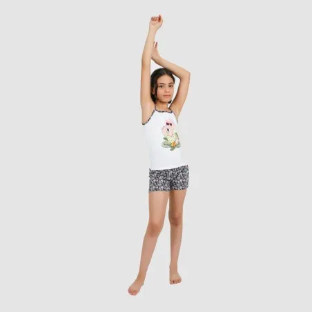 Ensemble fille bretelle et short FLAMANT ROSE - KONTAKT