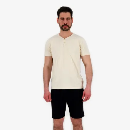 Ensemble homme manches courtes col tunisien avec broderie - KONTAKT