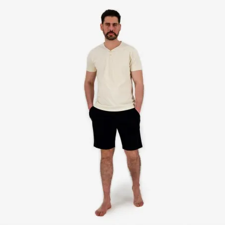 Ensemble homme manches courtes col tunisien avec broderie - KONTAKT
