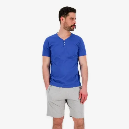 Ensemble homme manches courtes col tunisien avec broderie - KONTAKT