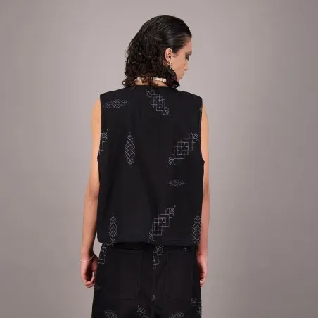 Farmla unisexe matelassé en jeans IMPRIME BERBERE HEAVY PRINT AND LASER - TUNIS FASHION WEEK 2024 - KONTAKT