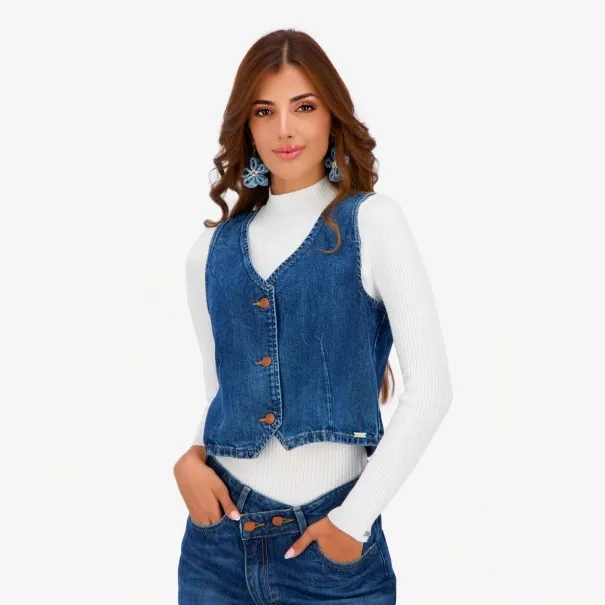 Gilet femme sans manches en jeans GHALIA 2.0 - KONTAKT