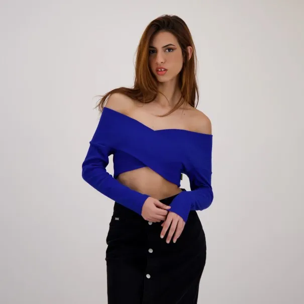 Top côtelé femme manches longues croisé - KONTAKT