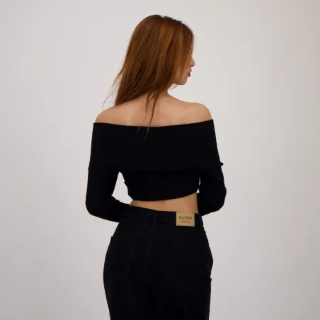 Top côtelé femme manches longues croisé - KONTAKT