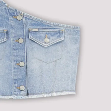 Top femme asymétrique en jeans - TAHIYA - KONTAKT