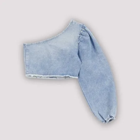 Top femme asymétrique en jeans - TAHIYA - KONTAKT