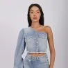 Top femme asymétrique en jeans - TAHIYA - KONTAKT