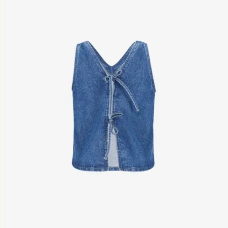Top femme avec noeud sur le dos en jeans-TOUBA - KONTAKT