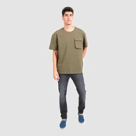 T-shirt oversized homme manches courtes avec poche soufflet - KONTAKT