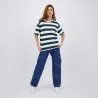 T-shirt oversized rayé femme manches courtes - KONTAKT