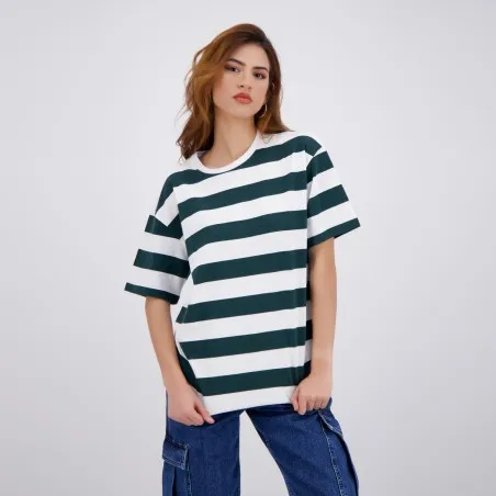T-shirt oversized rayé femme manches courtes - KONTAKT