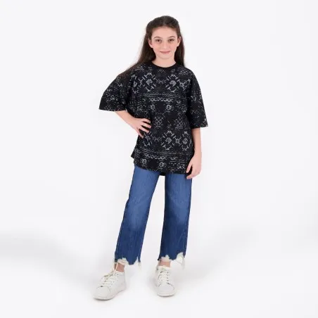 T-shirt oversized unisexe enfant manches courtes imprimé all over - KONTAKT