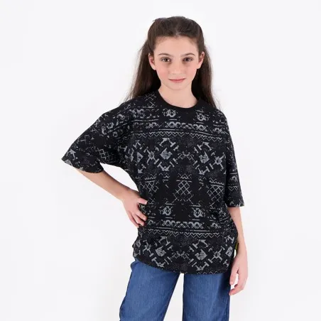 T-shirt oversized unisexe enfant manches courtes imprimé all over - KONTAKT