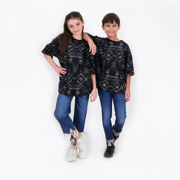 T-shirt oversized unisexe enfant manches courtes imprimé all over - KONTAKT