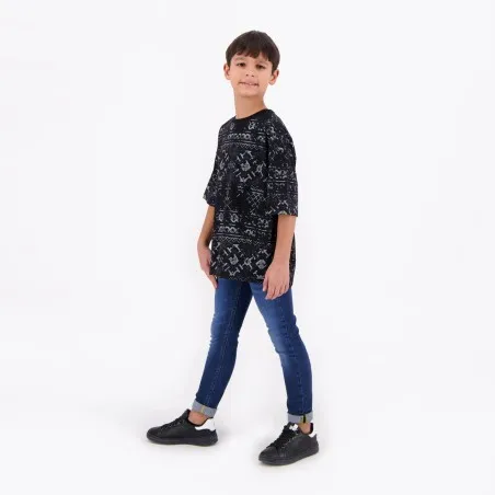 T-shirt oversized unisexe enfant manches courtes imprimé all over - KONTAKT