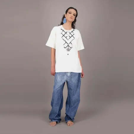 T-shirt oversized unisexe MOTIF BERBERE Heavy Used Effect - TUNIS FASHION WEEK 2024 - KONTAKT