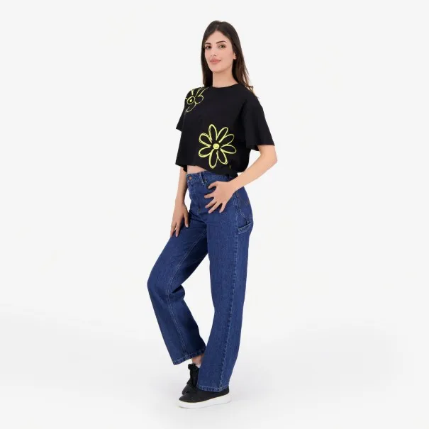 T-shirt sur taille femme manches courtes FLEURS - KONTAKT