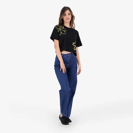 T-shirt sur taille femme manches courtes FLEURS - KONTAKT
