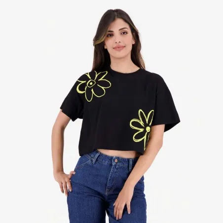 T-shirt sur taille femme manches courtes FLEURS - KONTAKT