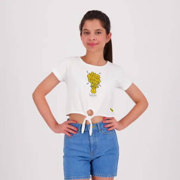 T-shirt sur taille fille avec nœud POT DE SMILEY - KONTAKT