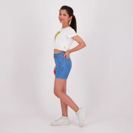 T-shirt sur taille fille avec nœud POT DE SMILEY - KONTAKT