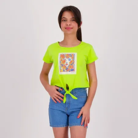 T-shirt sur taille fille avec nœud VISAGE - KONTAKT
