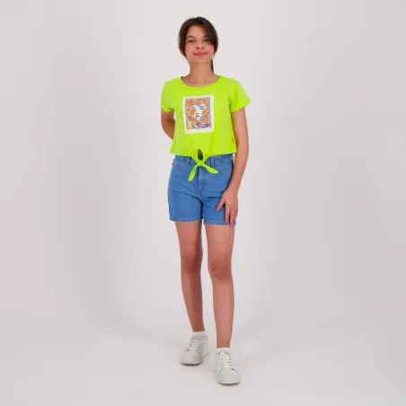 T-shirt sur taille fille avec nœud VISAGE - KONTAKT