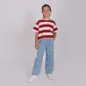 T-shirt sur taille rayé fille manches courtes - KONTAKT