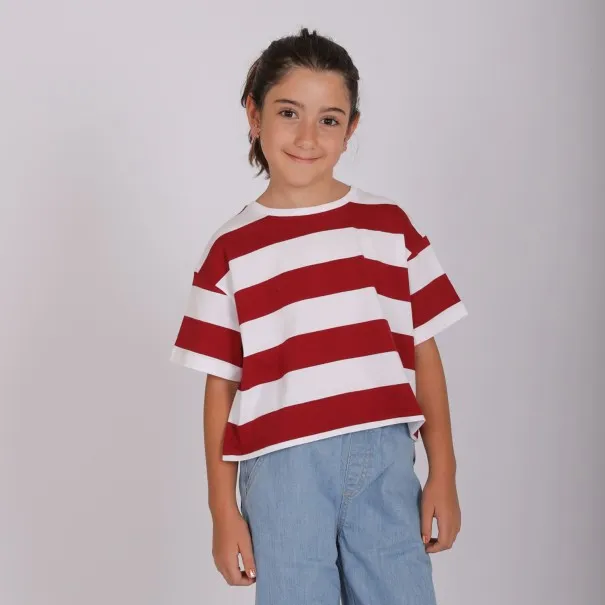 T-shirt sur taille rayé fille manches courtes - KONTAKT