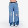 Upcycling baggy jeans femme bi-couleur - KONTAKT