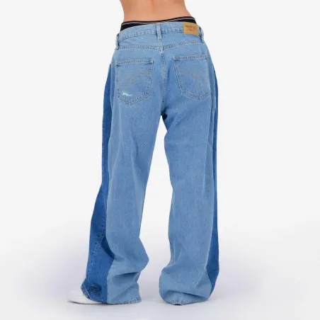Upcycling baggy jeans femme bi-couleur - KONTAKT