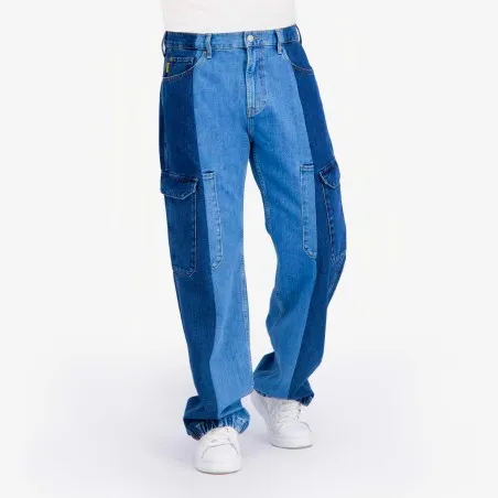 Upcycling cargo homme en jeans bi-couleur - KAMIL 2.0 - KONTAKT