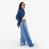 Upcycling chemise oversized femme en jeans bi-couleur - SHER V2 - KONTAKT